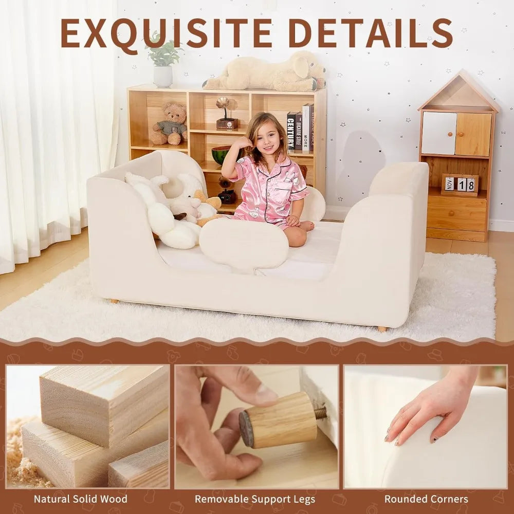 Hign Concerned Toddler Floor Bed With Removable Guard Rails