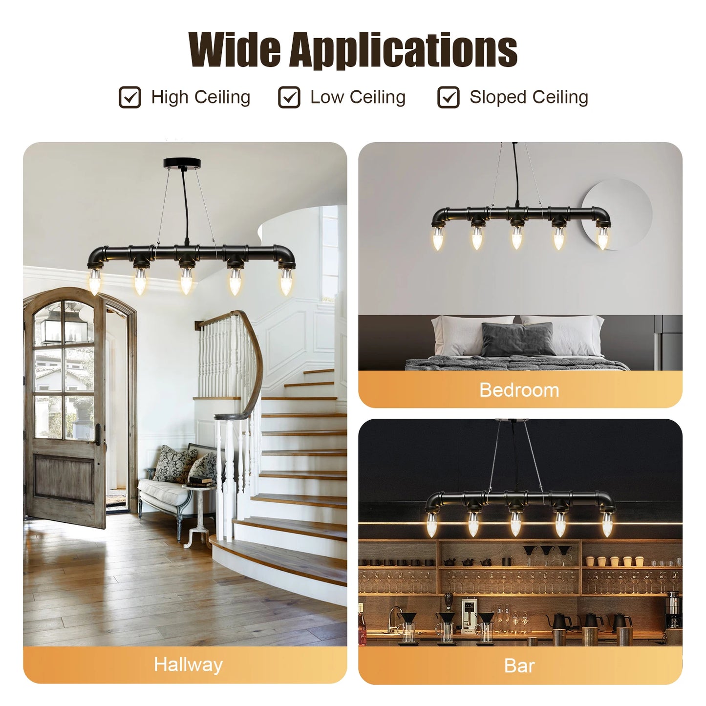 Chandelier Pendant Lamp Ceiling Light Fixture for Home Restaurant and Bar Decoration