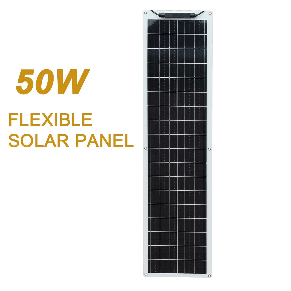 WUZECK Flexible Solar Panel kit 50 Watt  PV Module 100 Watt 12V 24V Solar cable Cell home outdoor Car Boat Battery camping trip