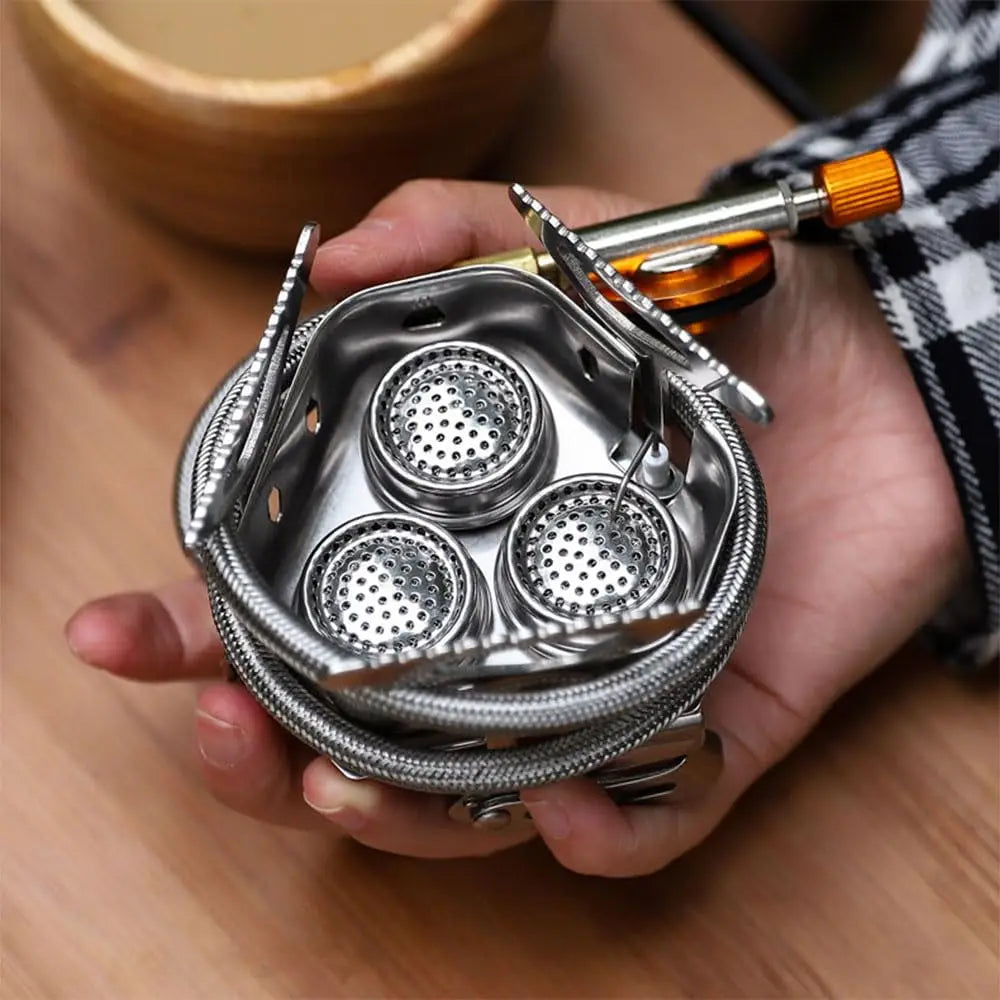 3-Core Burner Camping Stove with Folding Windscreen Set