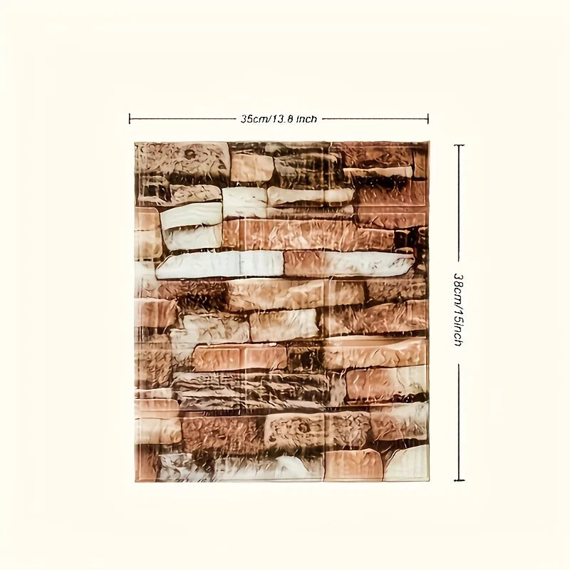 100/200Pcs 3D Wall Tile Stickers Brick Pattern Foam Self-Adhesive Waterproof Ceiling Decor Easy Apply for Moisture Proof