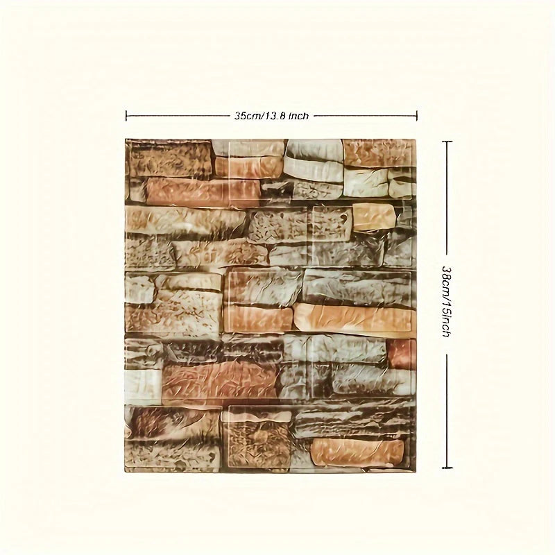 100/200Pcs 3D Wall Tile Stickers Brick Pattern Foam Self-Adhesive Waterproof Ceiling Decor Easy Apply for Moisture Proof