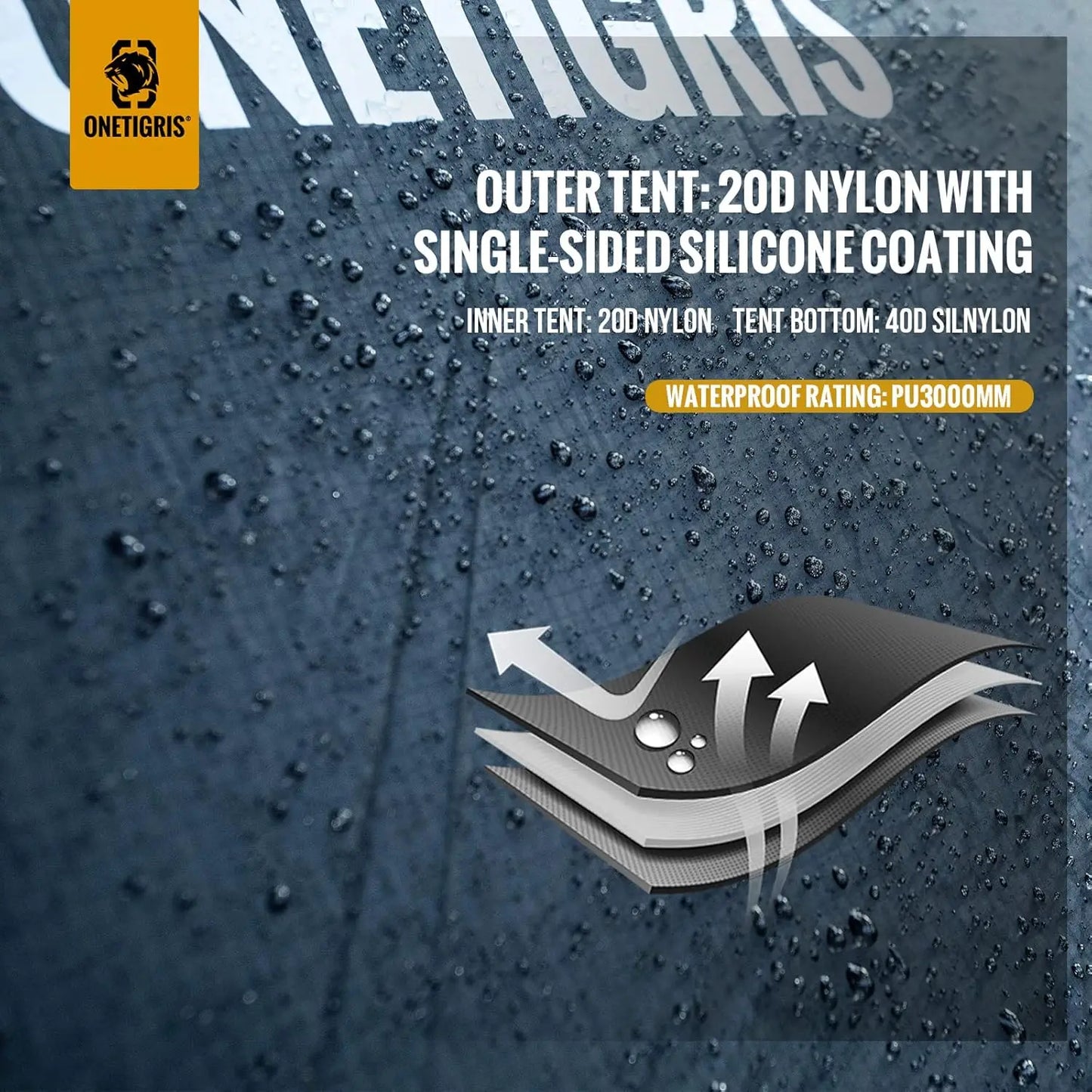 OneTigris Stella Camping Tent 4 Season 2 Person Waterproof Lightweight Instant Setup Backpacking Gear 3000mm Rating