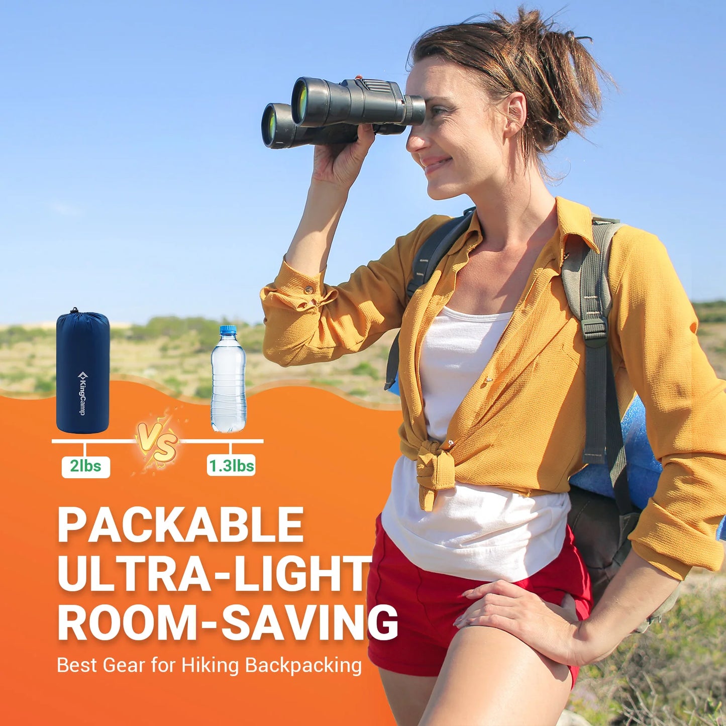 KingCamp Ultralight Self-Inflating Sleeping Pad with Built-In Foot Pump And Pillow for Hiking Traveling Air Mattress