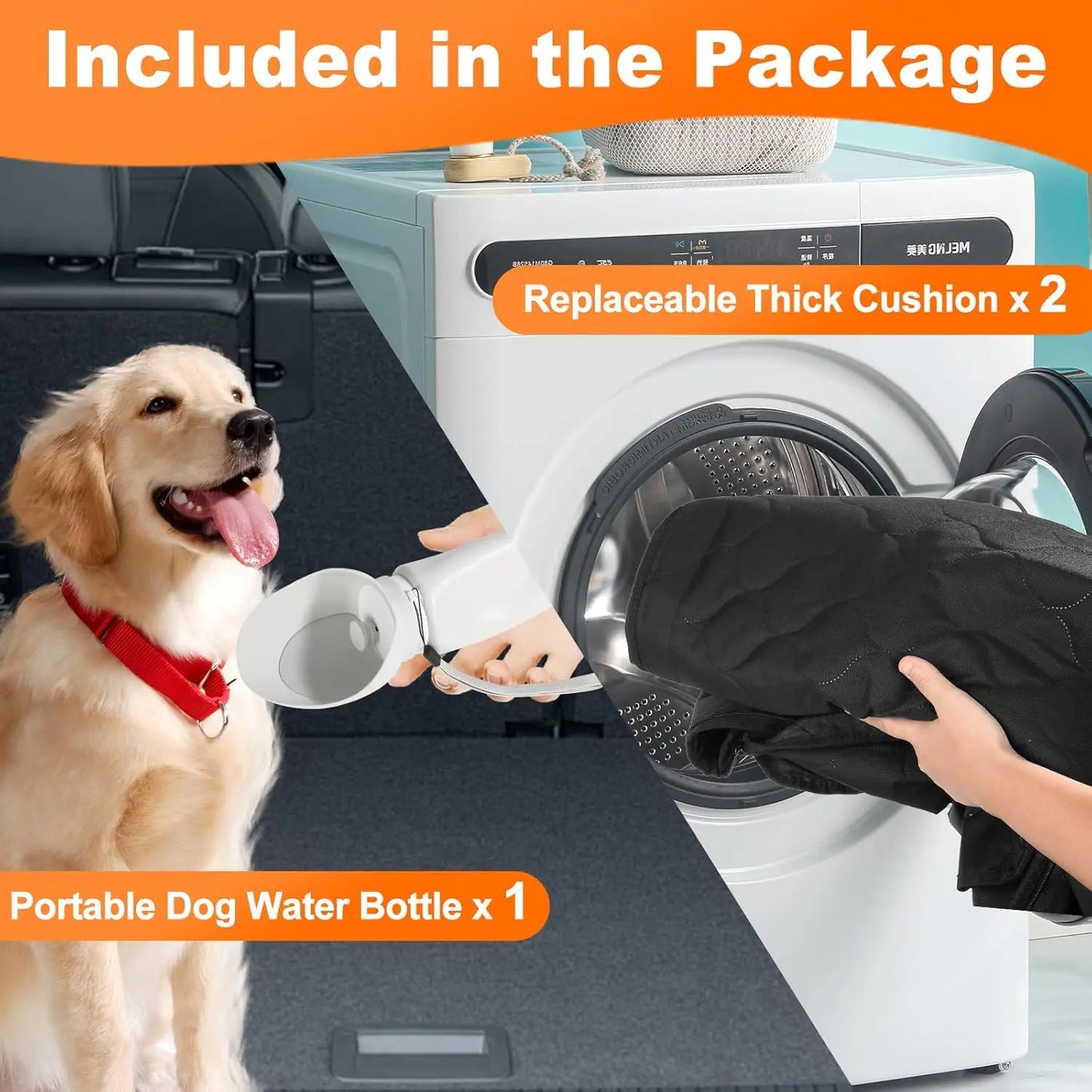 Waterproof Foldable Dog Car Seat Safety Hammock Trunk Mat Rear Back Seat Protector Breathable Pet Travel Accessory