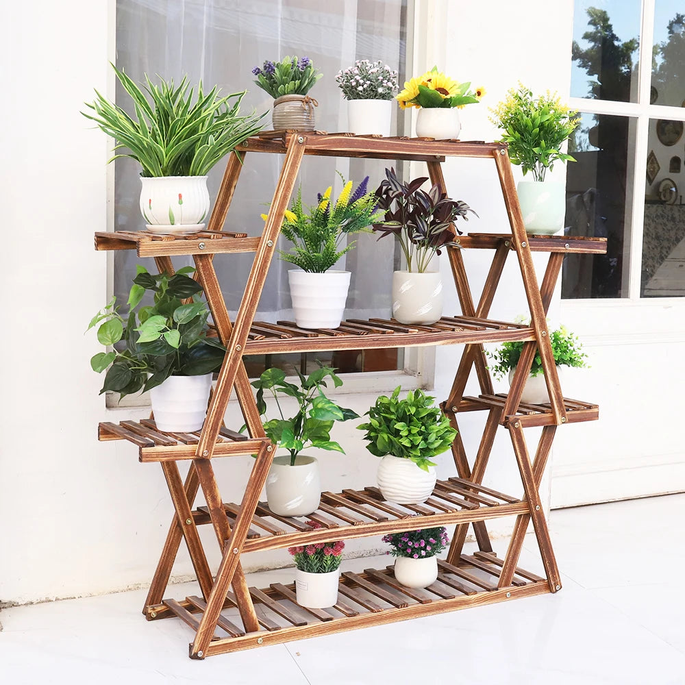 Hign-concerned Wood Flower Rack Plant Stand 8 Tiers