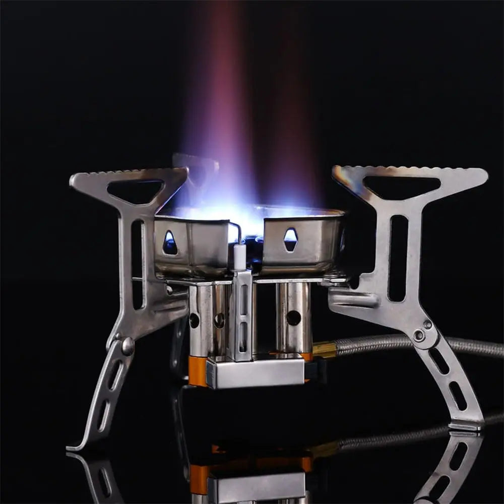 3-Core Burner Camping Stove with Folding Windscreen Set