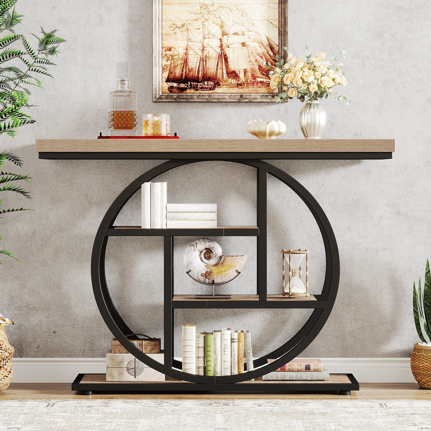 Tribesigns 4 Tier Console Table Industrial Sofa Table for Living Room Foyer Hallway Entrance 41.3 Inch Metal Rectangle Sofa Table