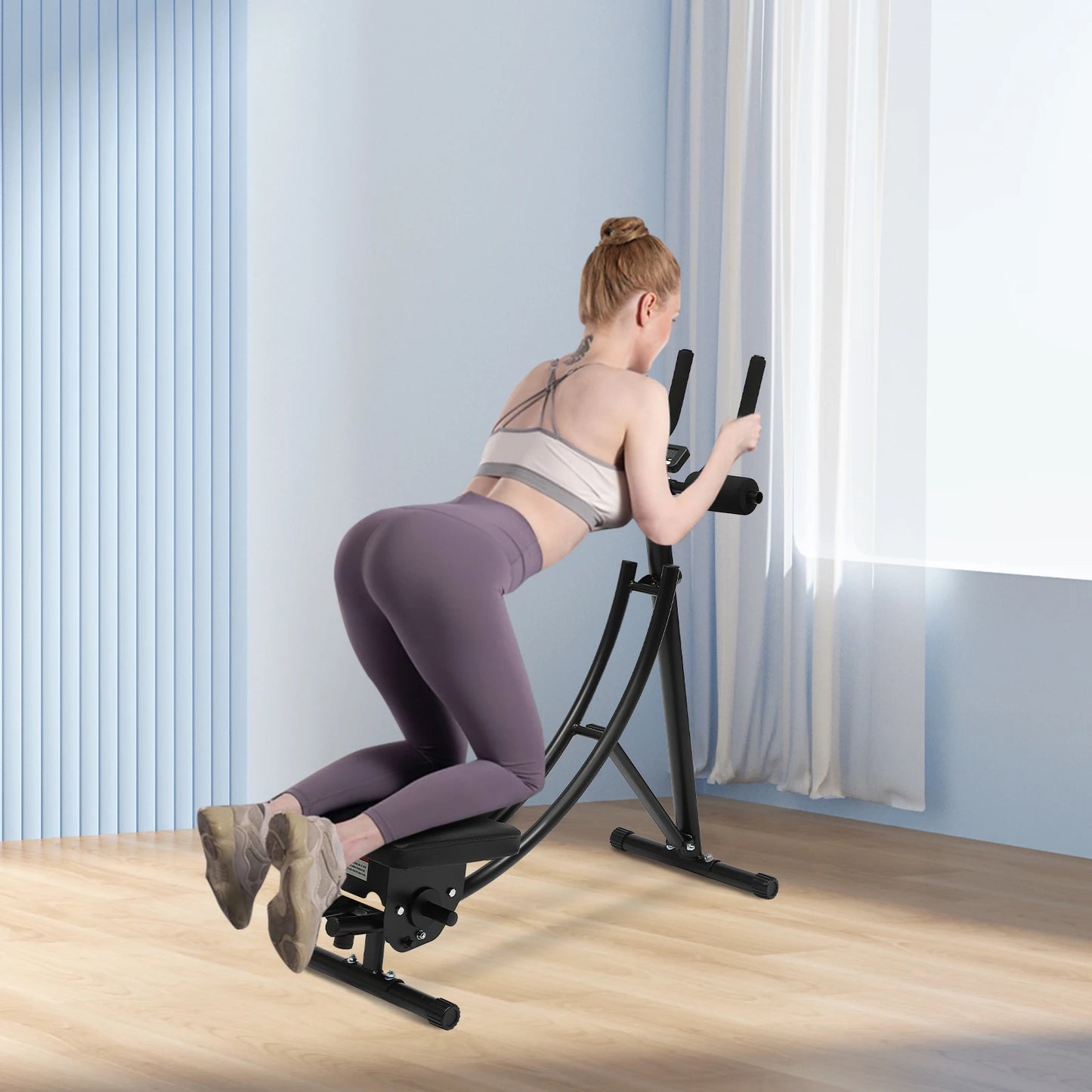 Foldable Ab Roller with LED Display Core Workout Machine Silent Neck Back Shoulder Stress Relief Home Exercise Equipment