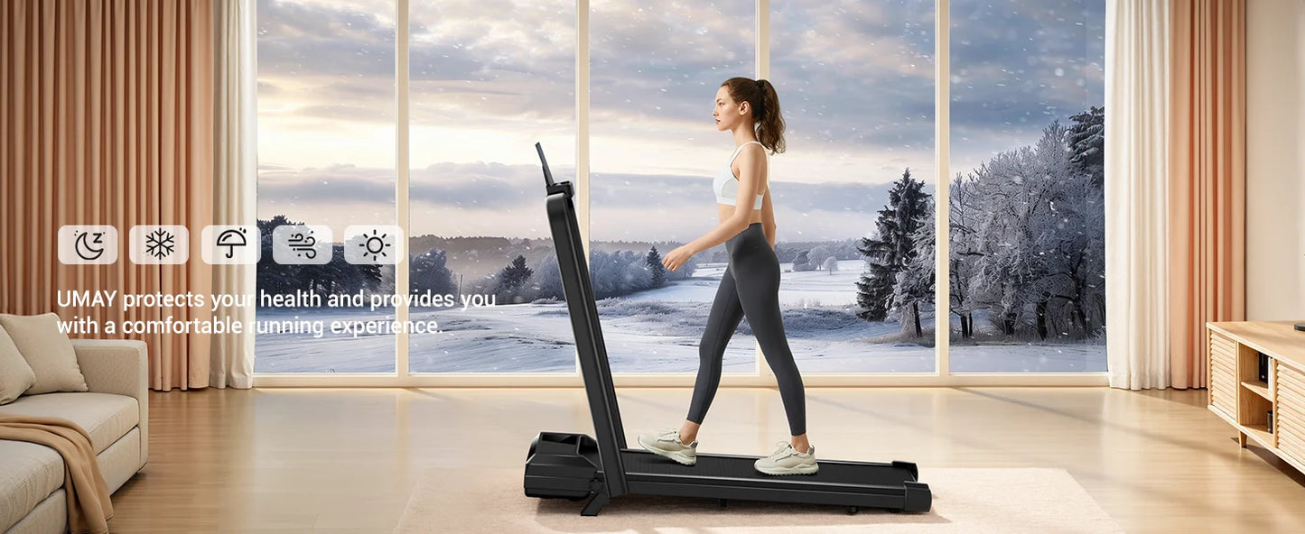 UMAY Walking Pad Treadmill Incline Under Desk Lightweight LED Display Home Office Electric Foldable Monofunctional