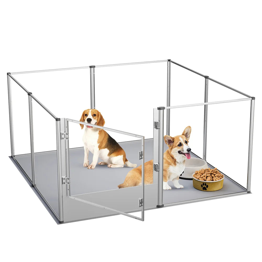 Extra Large Dog Playpen Acrylic Enclosure Pet Animal Bunny Ferret Dog Fence Cage Pet Whelping Box with Waterproof Fertility Pad