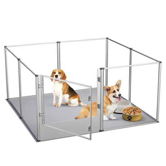 Extra Large Dog Playpen Acrylic Enclosure Pet Animal Bunny Ferret Dog Fence Cage Pet Whelping Box with Waterproof Fertility Pad