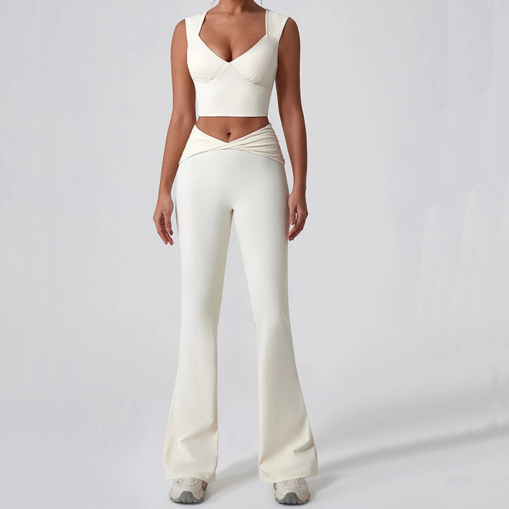 CEODOGGCN Women Yoga Set High Waist Leggings Sports Bra