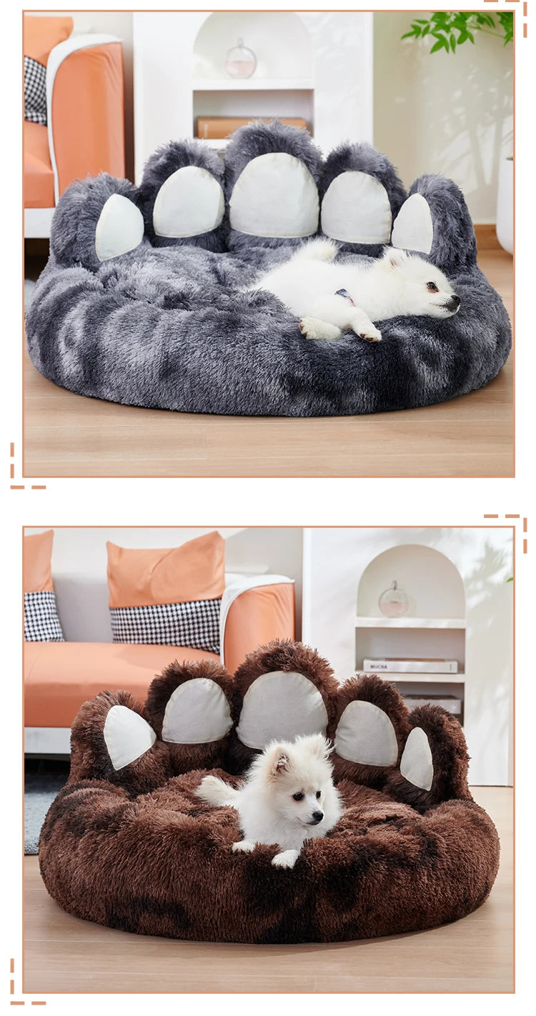 Cozy Paw Shape Dog Bed Warm Thickened Cushion Breathable Fluffy Mat for Deep Sleeping Pet Comfort - Dog Beds/Mats