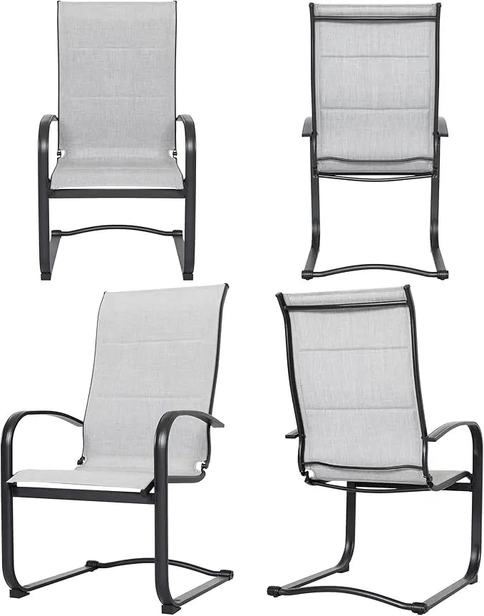 Patio Dining Chairs Set of 4 All Weather Outdoor Padded Textilene