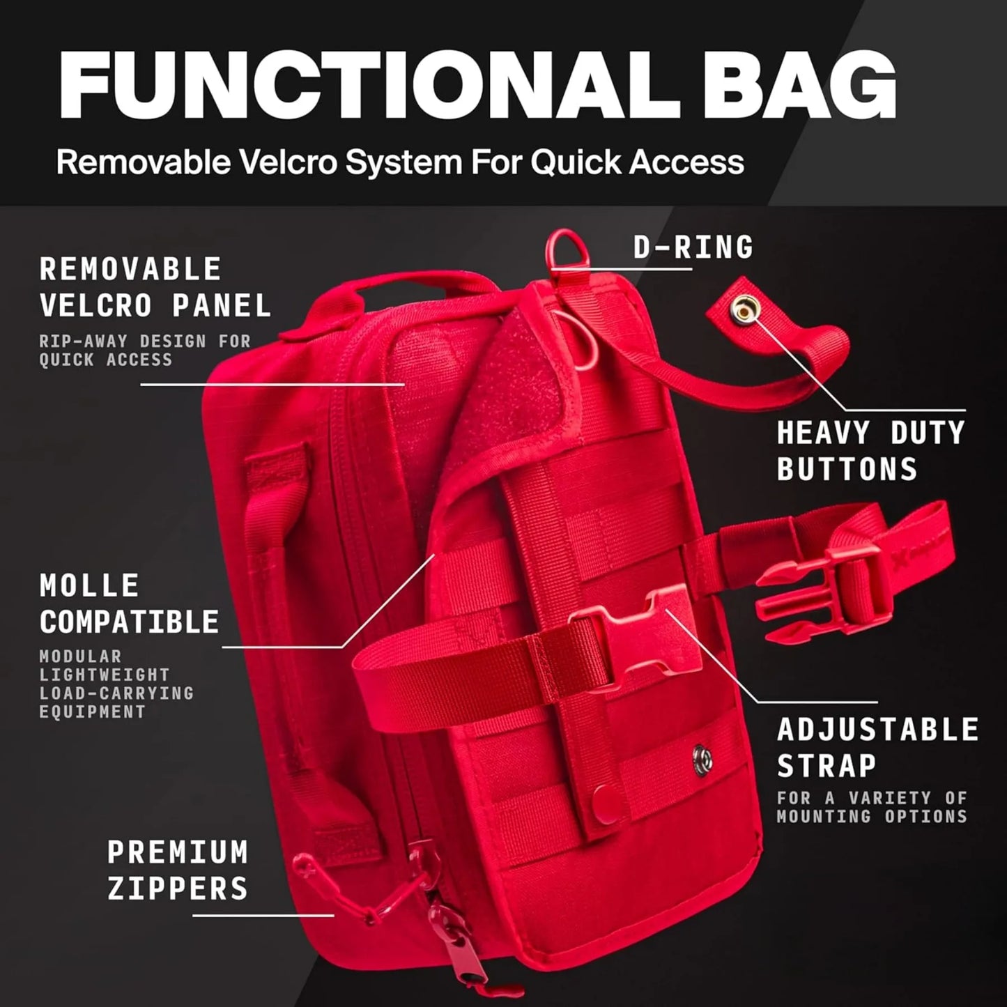 Large First Aid Kit for Car, Camping, Backpacking and Outdoors - Includes Zip Stitch Wound Closure Strips