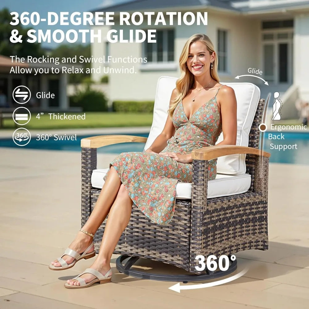 ANGDUO PE Wicker Patio Furniture Set Outdoor Swivel Chairs