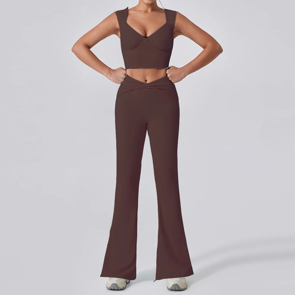 CEODOGGCN Women Yoga Set High Waist Leggings Sports Bra