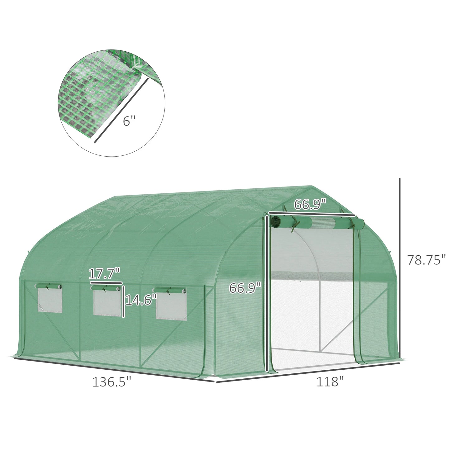 Outsunny Tunnel Greenhouse Portable Waterproof Mesh Door