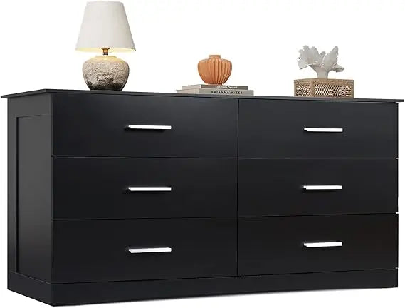 Oak Wood Dresser Six Drawer Minimalist Bedroom Storage