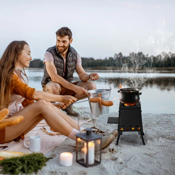 27x27x34cm Wood Camping Stove Portable Outdoor Cooking Burner for Picnics and Hiking