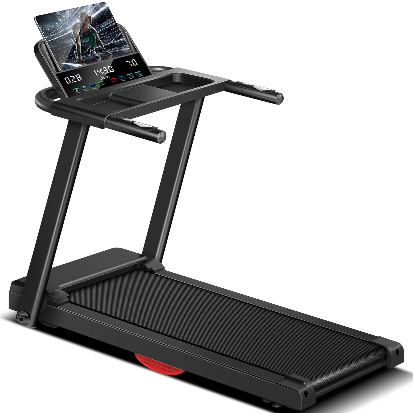 3.0HP Brushless Foldable Treadmill for Home Use 300LB Capacity with Heart Rate Monitor and Dual Shock Absorption