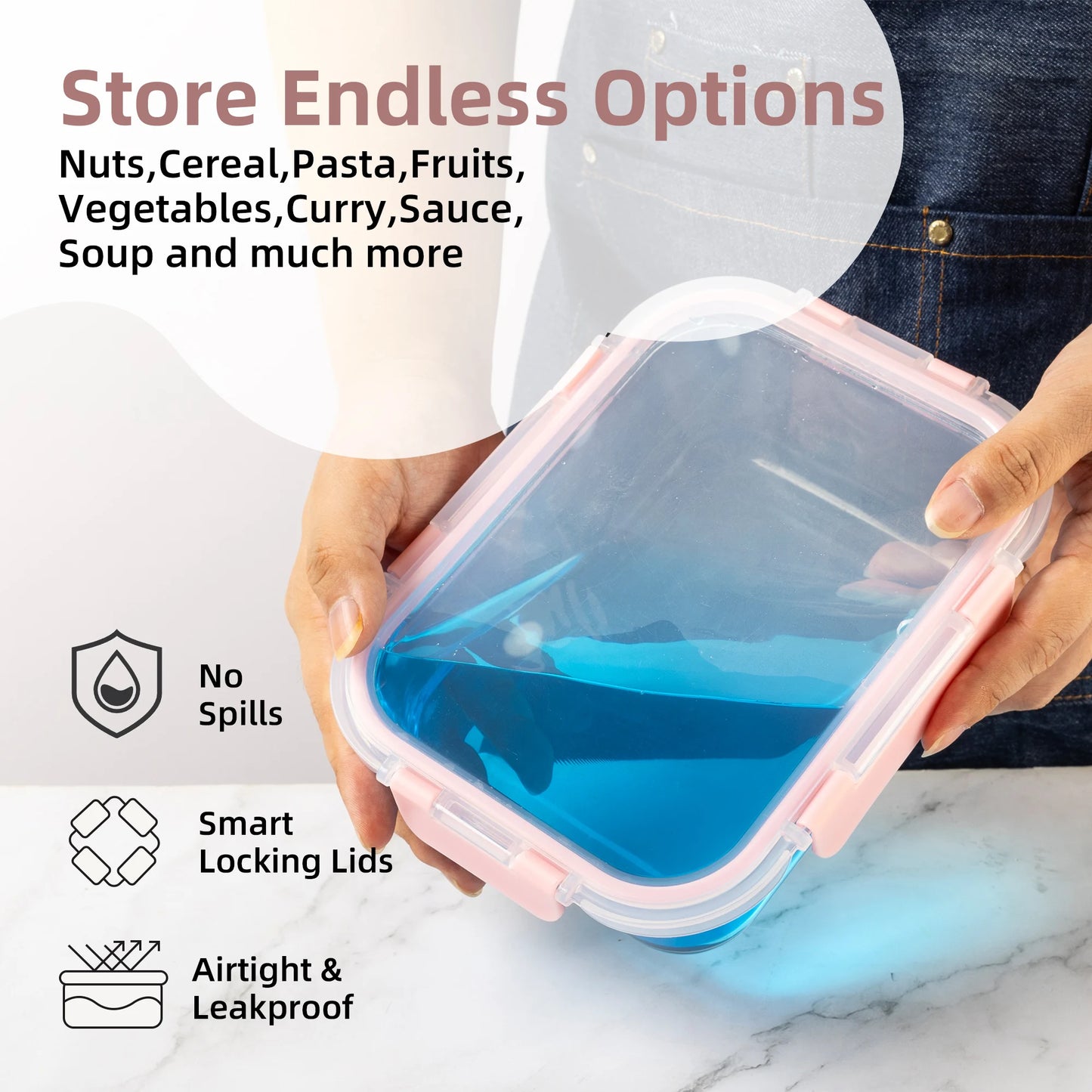 16 Piece Glass Food Storage Containers Set Leakproof Airtight BPA Free Microwave Oven Safe Stackable Kitchen Organizers
