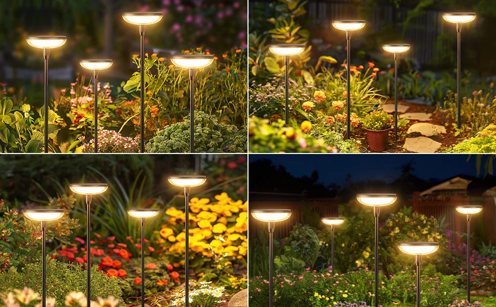 6 Pack Solar Garden Path Lights 40 Lumens 14 Hours 31 Inch Tall Auto On Off for Yard Patio Path Lawn