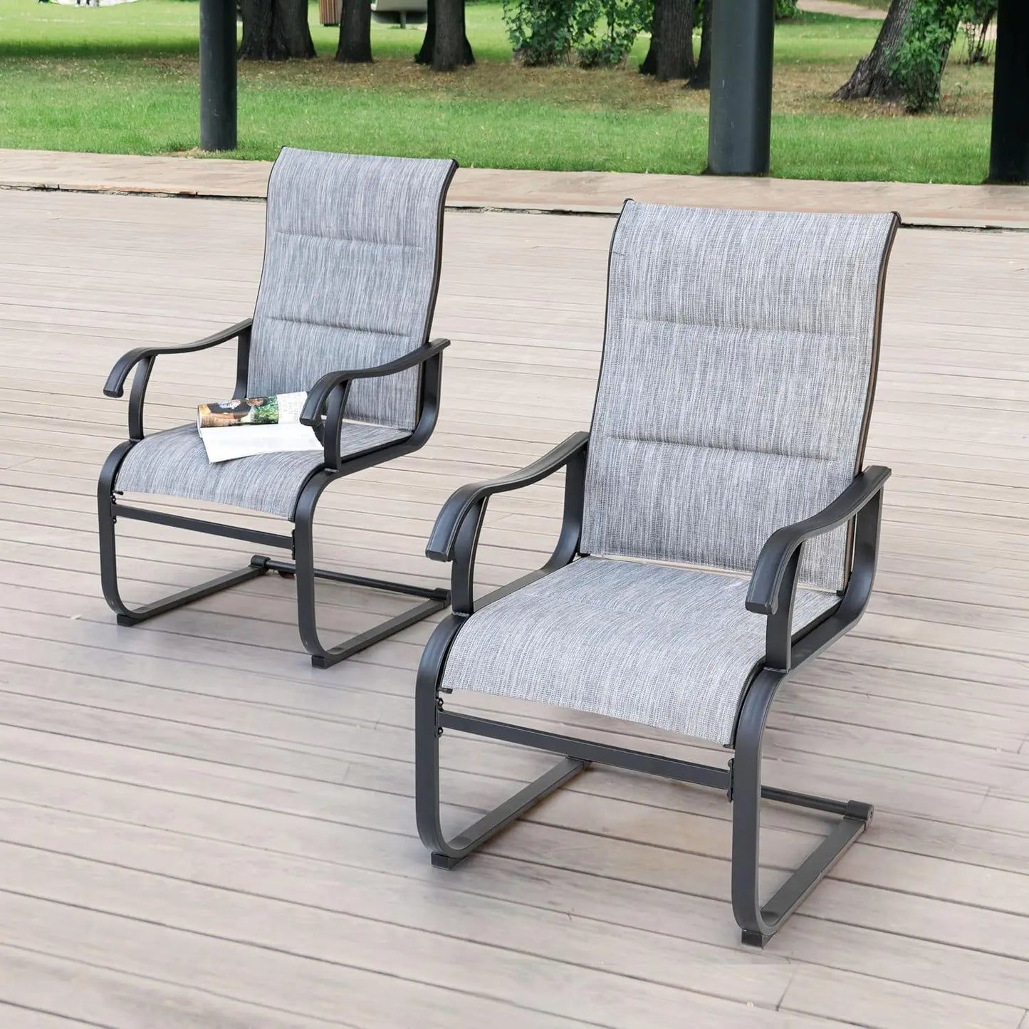 Patio Dining Chairs Set of 4 All Weather Outdoor Padded Textilene