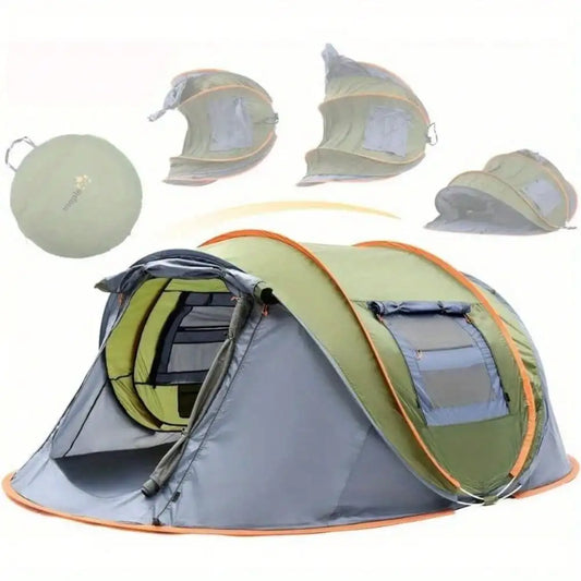4 Person Easy Pop Up Tent with 2 Doors UPF50 Waterproof Quick Automatic 600D Oxford Tent with Reflective Mylar for Camping