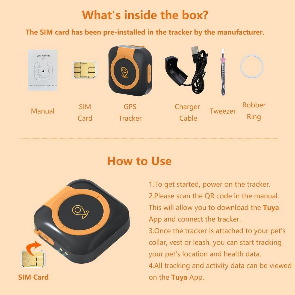 GPS Pet Tracker With Health Monitoring For Dogs Activity