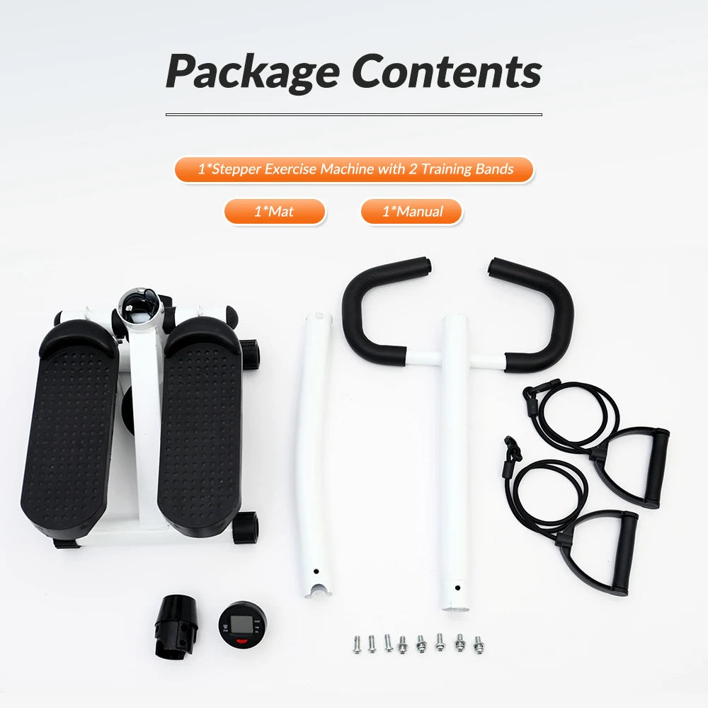 Home Fitness Stepper Machine with LCD Display and Resistance Bands for Leg Waist and Abdomen Training