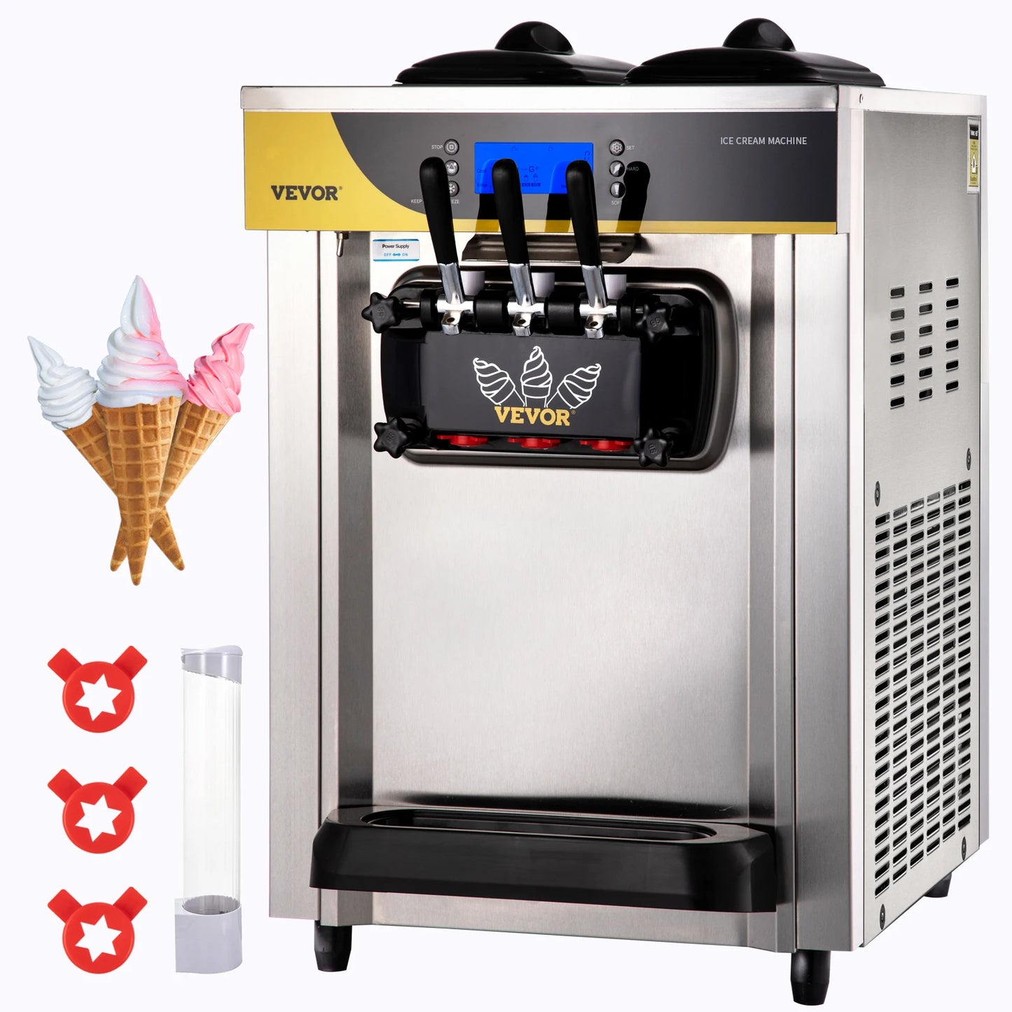 VEVOR Commercial Ice Cream Maker 22-30L/H Yield 2200W