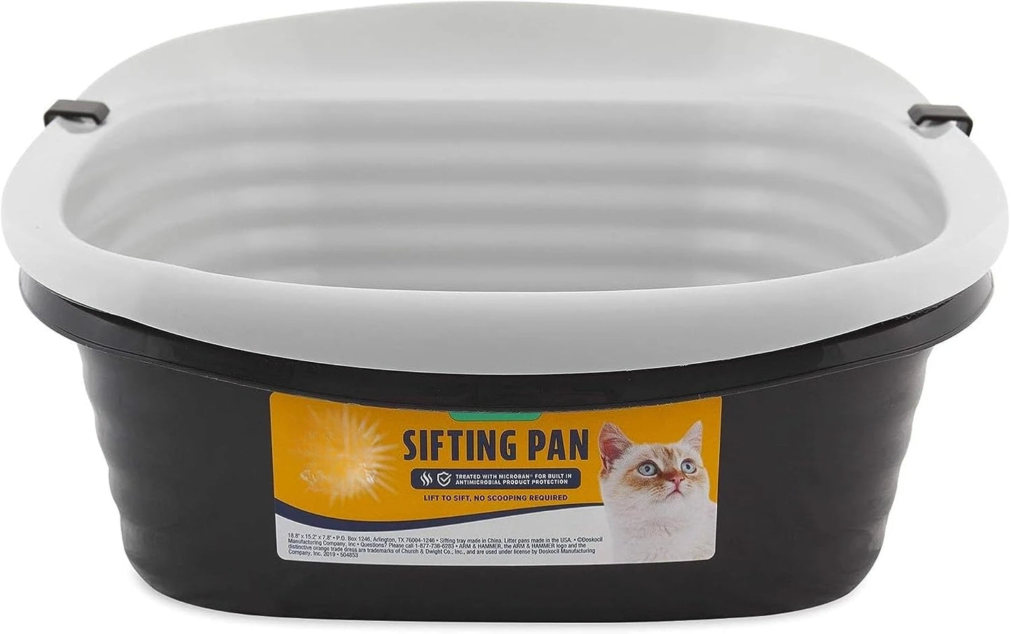 Arm And Hammer Large Sifting Cat Litter Box Scoop Free Tray With Microban Plastic Litter Pan Made In USA