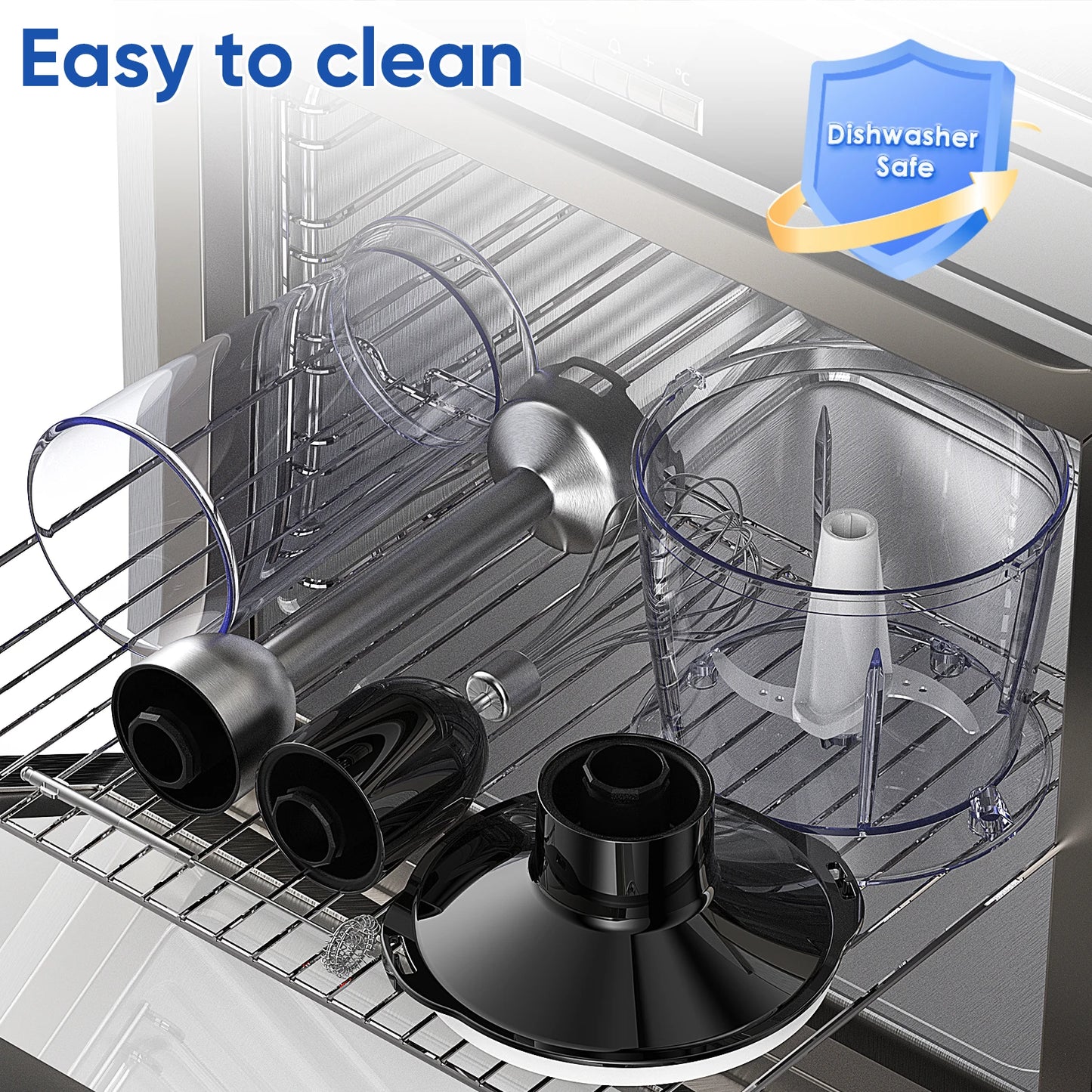 BioloMix 5 in 1 Immersion Hand Blender 1500 Watt Powerful Stainless Steel Blade Food Processor Smoothie Maker Baby Food Puree Tool