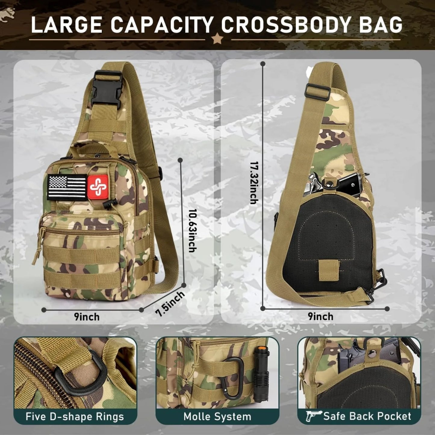 Survival kit, 262 pieces of survival equipment and supplies, first aid kit and crossbody bag