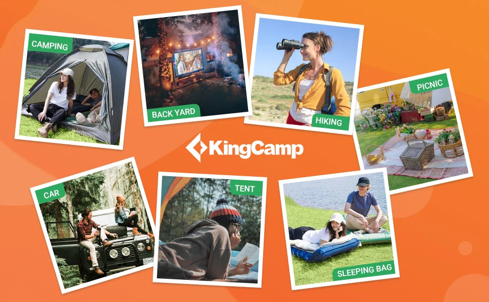 KingCamp Ultralight Self-Inflating Sleeping Pad with Built-In Foot Pump And Pillow for Hiking Traveling Air Mattress