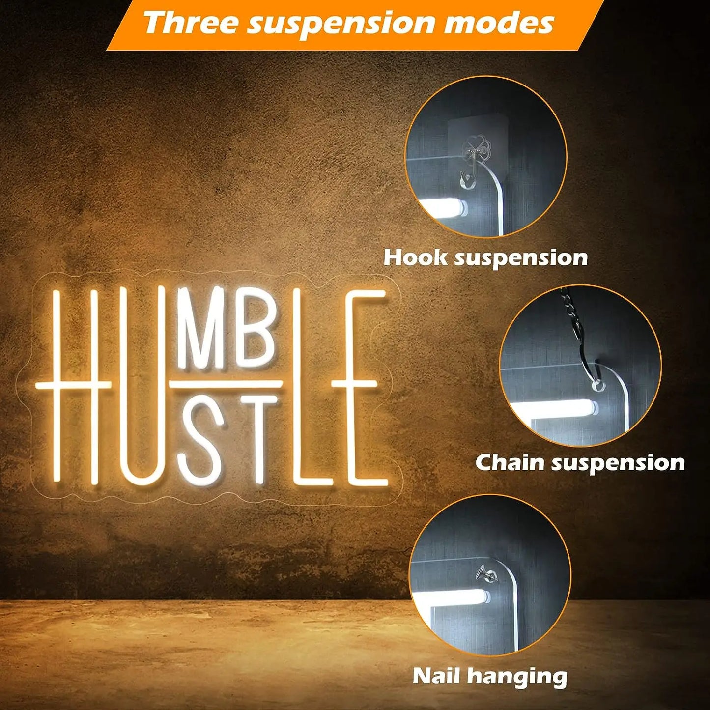 Hign Concerned Humble Hustle LED Neon Sign Wall Decor