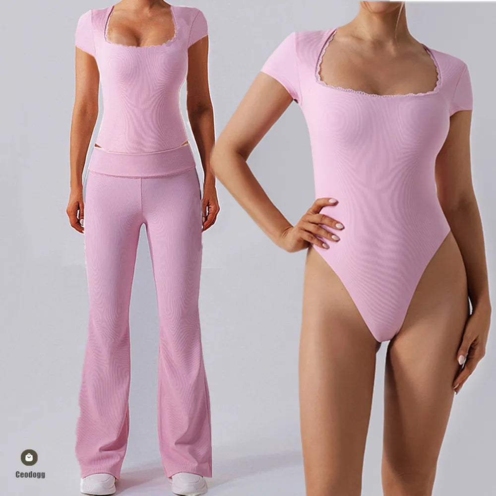 Heart And Home Shop Women Lace Yoga Set High Waist Leggings