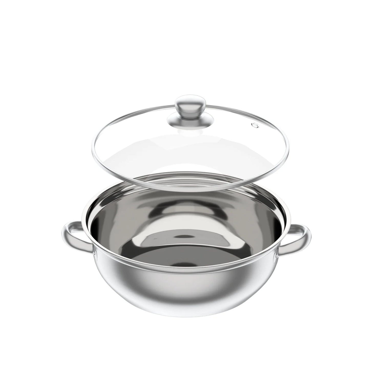 3 Tier Stainless Steel Steamer 28cm Overlapping Kitchen Soup Cooker Set with Glass Lid Silver