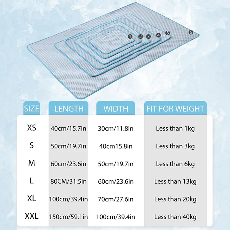 Dog Cooling Mat Summer Pet Cold Bed Cat Sleeping Pad Cool Ice Silk Moisture-proof Mattress Cushion Breathable Ice Pad Blanket