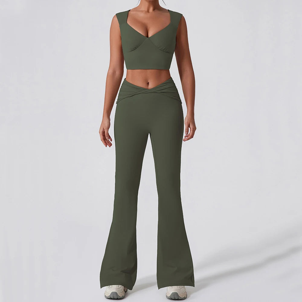 CEODOGGCN Women Yoga Set High Waist Leggings Sports Bra