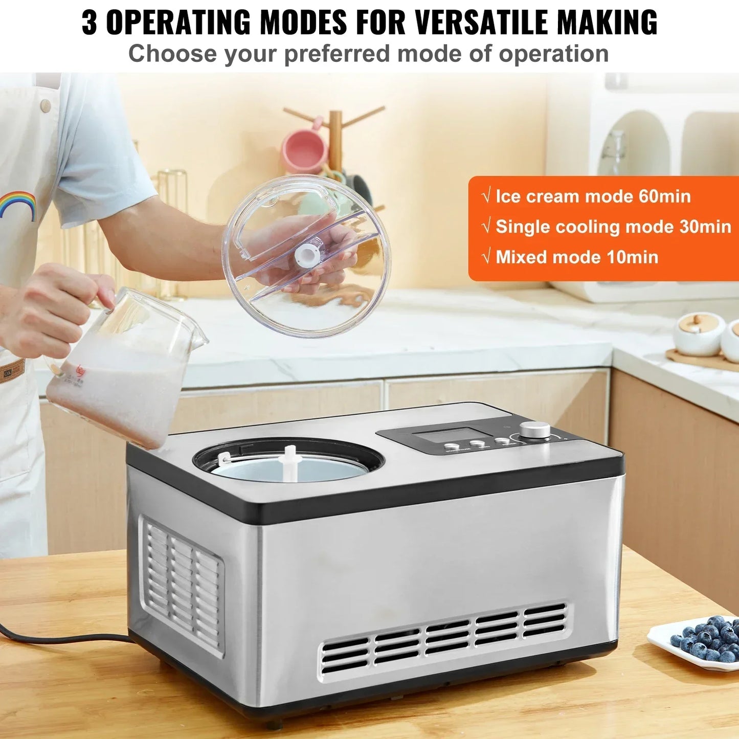 VEVOR Automatic Ice Cream Maker with Built-in Compressor