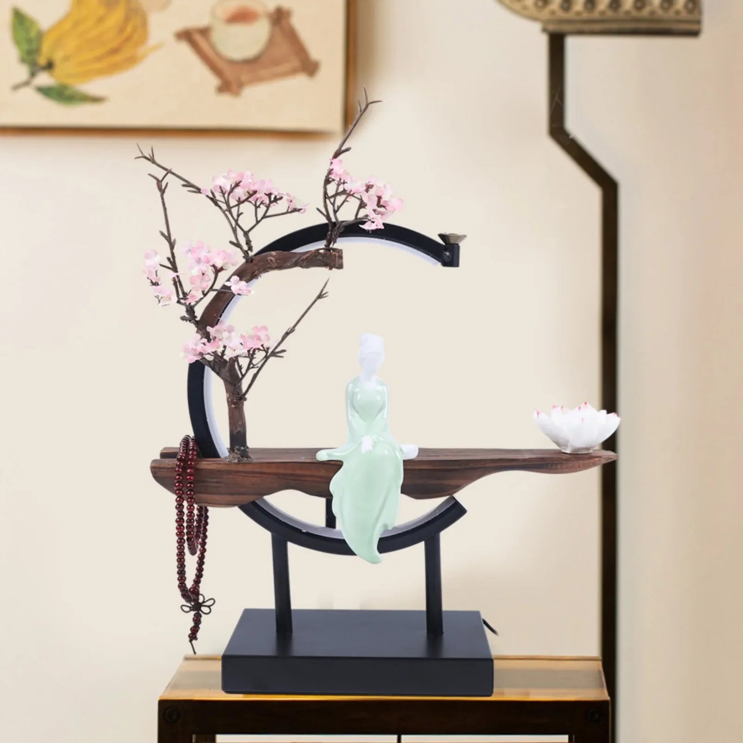 Bymaocar LED Reverse Flow Incense Burner With Blooming Floral & Smoke Waterfall Design, Creative Decor for Living Room & Office