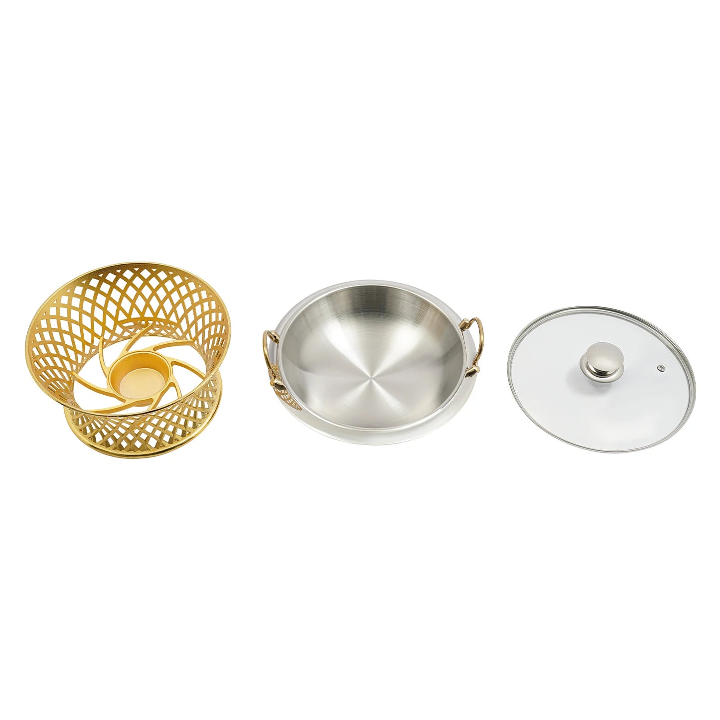 24cm round Stainless Steel Chafing Dish with Lid for Wedding BBQ Party Decoration Kitchen Essential Aluminum Alloy Pot