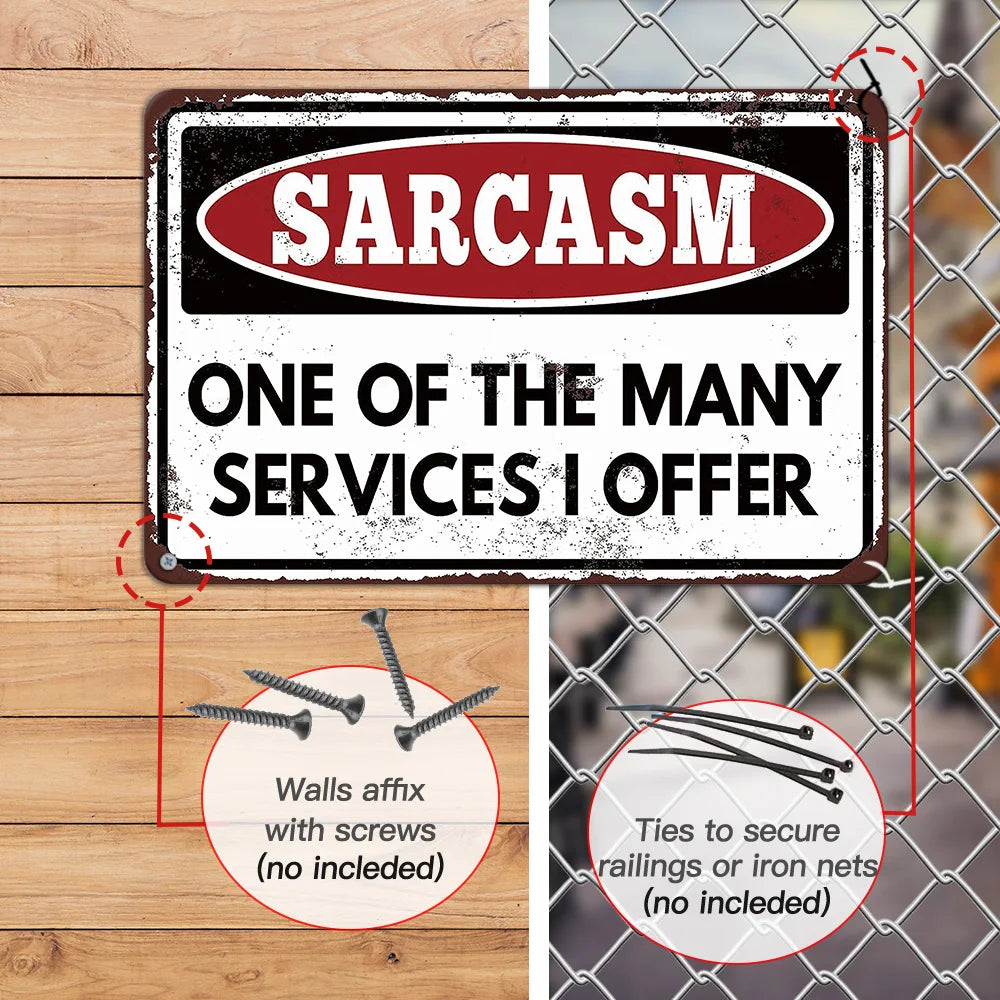 6pcs Retro Funny Quotes Metal Tin Signs 8x12in Waterproof Wall Art for Office Garage Bar Club Bedroom Kitchen