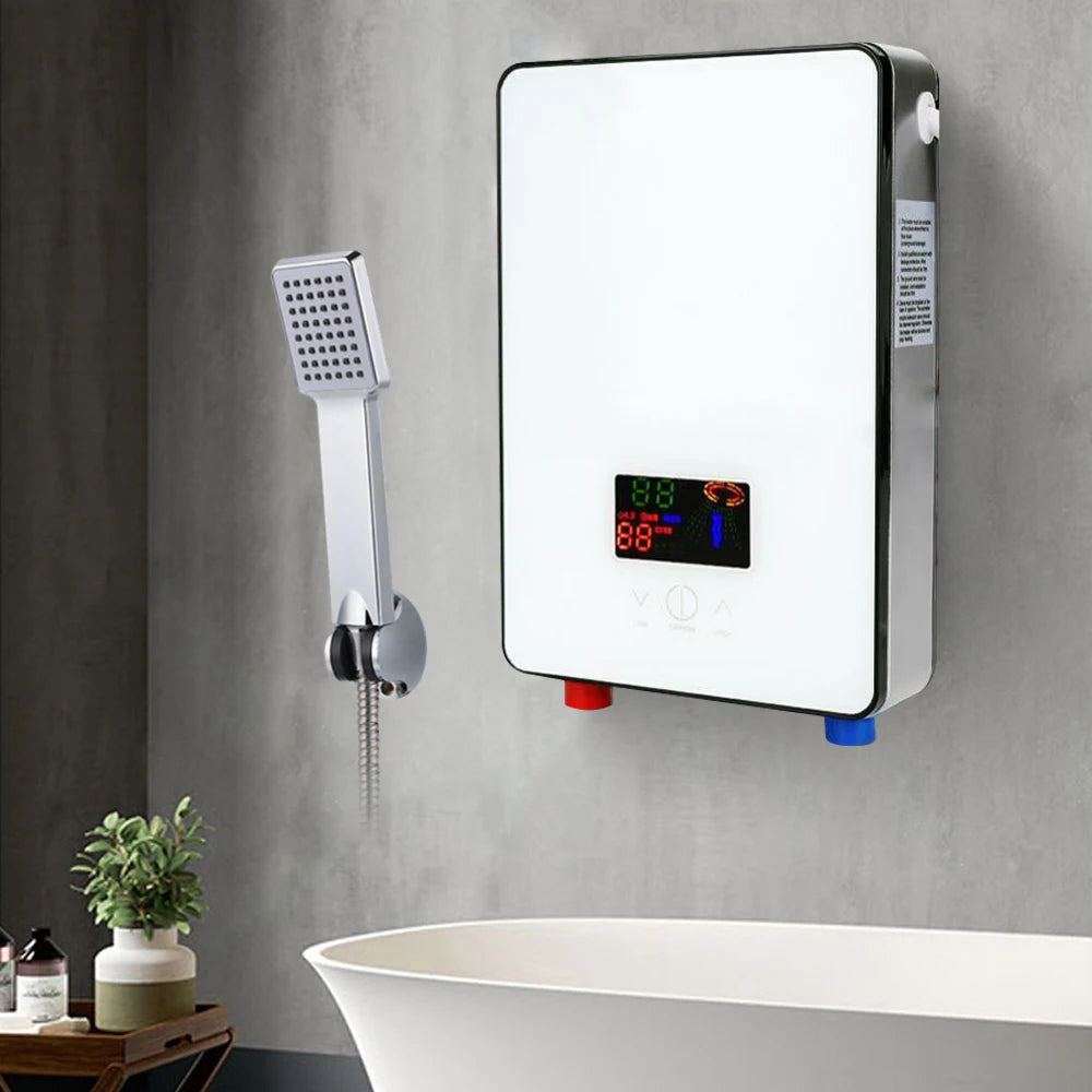 Sweetmile 110V 4500W Electric Water Heater High Precise Thermostat LED Touch Screen with Shower Head Outlet Pipe 30-55℃