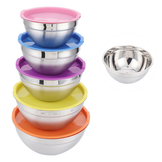 Stainless Steel Mixing Bowl Set with Lids Food Storage Containers for Kitchen Cookware