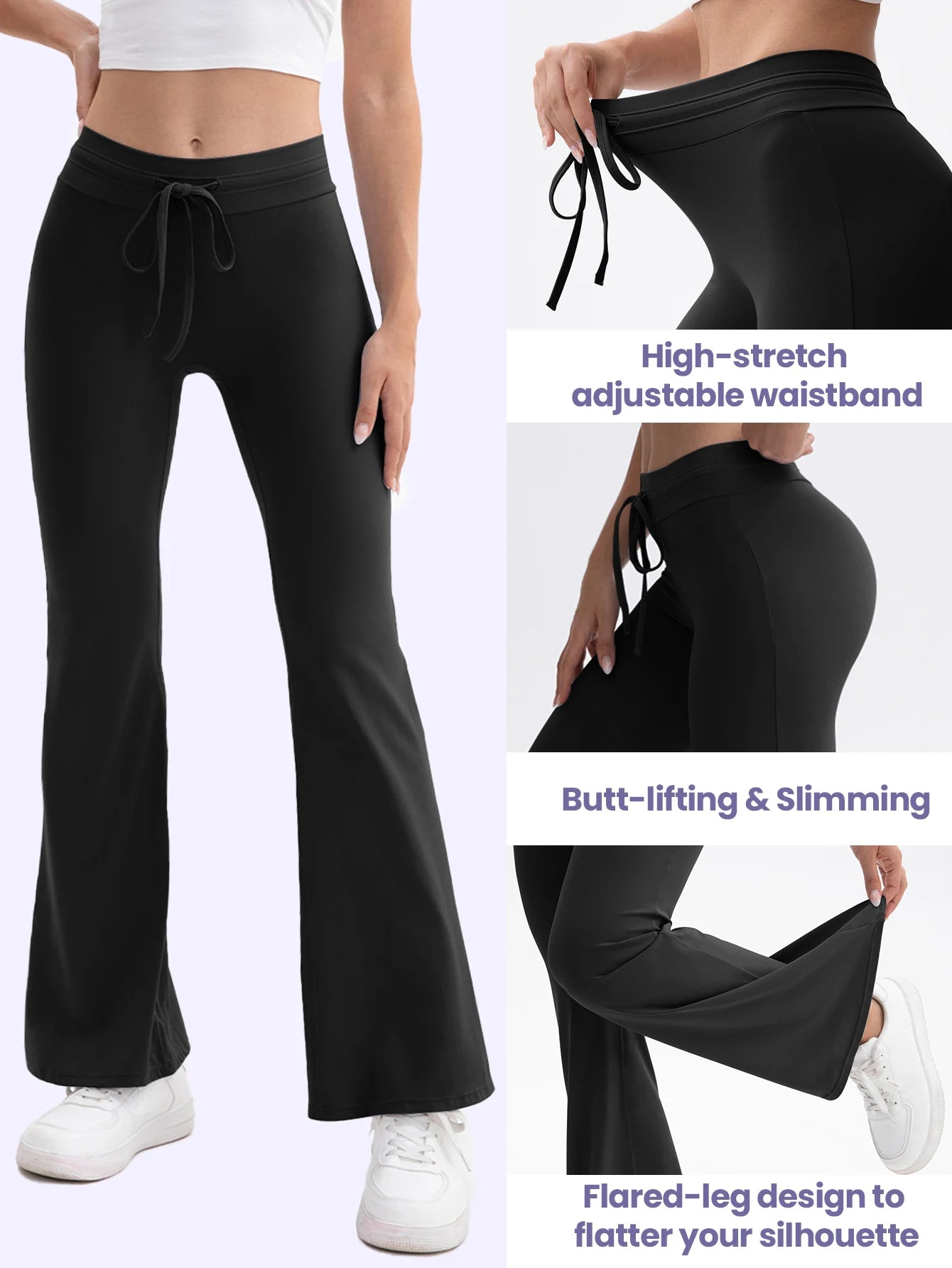 Heart And Home Yoga Flare Leg Pants Set Breathable Flex