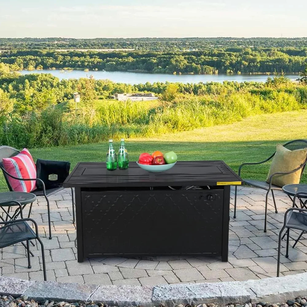 45 Inch Square Gas Fire Pit Table 50,000 BTU Outdoor Propane Fire Table for Patio Garden Camping - Modern Heating Fire Pit